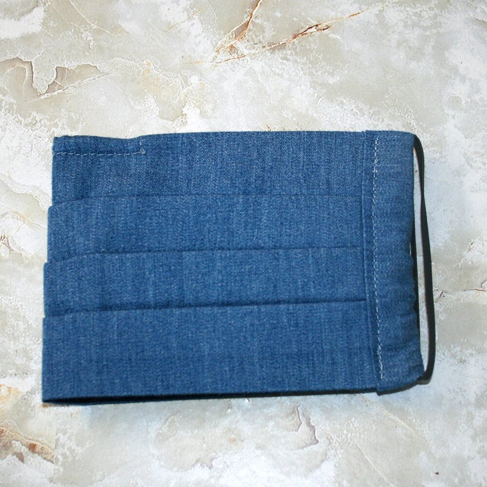 HAND CRAFTED Face Mask Chambray Denim Adult Cloth Fabric Solid - Pocket Style - Picture 3 of 15